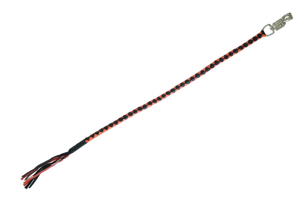GBW22 Leather Biker Whip-Orange/Black