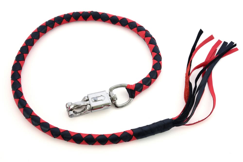 GBW23 Leather Biker Whip-Red/Black