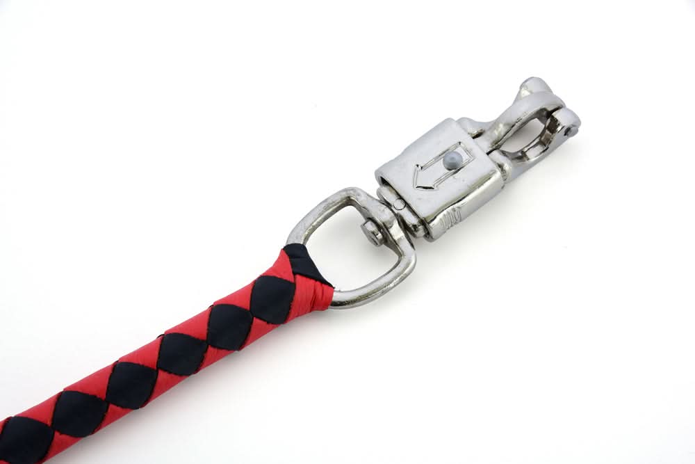 GBW23 Leather Biker Whip-Red/Black