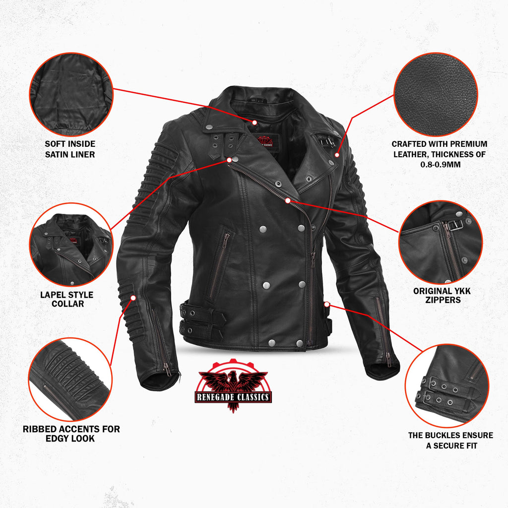Shadow Queen Women's Black Fashion Leather Jacket