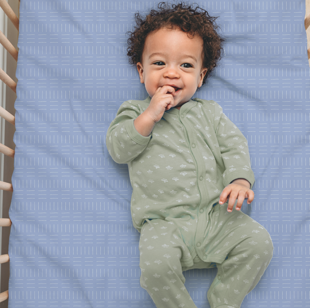 Jersey Knit Polyester Crib Sheet in Tally Cross